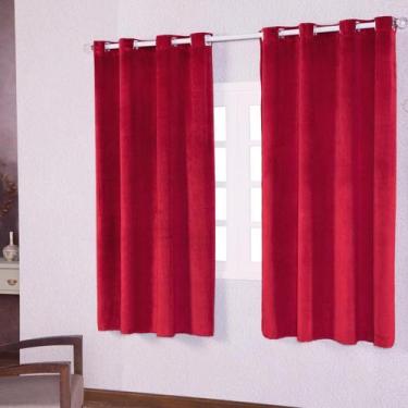 Imagem de Cortina 5 Metrosx 2,50Cm Suede Aveludado P Quarto - Vermelho - Confecç