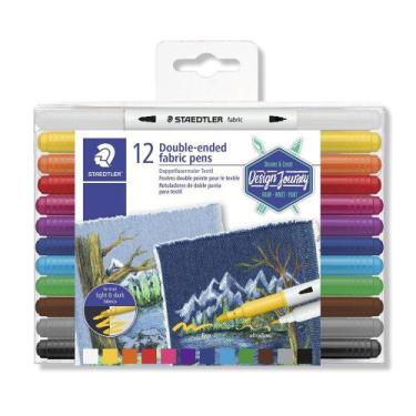Imagem de Caneta Para Tecido Staedtler Ponta Dupla 12 Cores 3190 Tb12, Pincel, 1