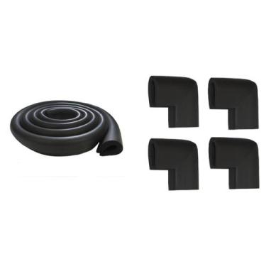 Imagem de Kit Protetor Quina U Mesa 1 Rolo 2 Mt+1 Kit Cantoneira C/4un - Preto -