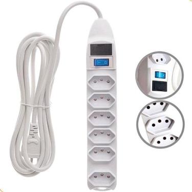 Imagem de Extensão Elétrica Régua 6 Tomada Filtro Linha Fusível Bivolt - PR VARI