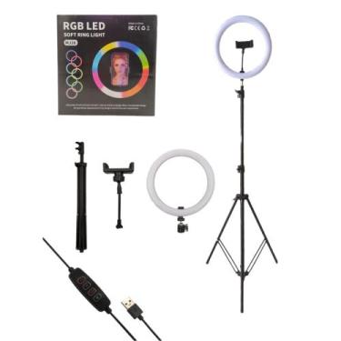 Imagem de Ring Light Colorido Iluminador Led 10 Polegada 26cm + Tripé 1,10m - Pi
