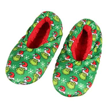 Imagem de Bioworld Meias Dr. Seuss GRINCH That Stole Christmas Pantufas de Papai Noel Grinch com sola antiderrapante para mulheres e homens, The Grinch, M
