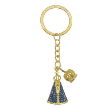 Imagem de Chaveiro Nossa Senhora Aparecida Strass Azul - Santinhos do Brasil