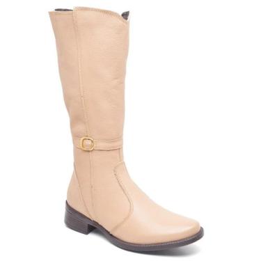 Imagem de Bota Feminina Montaria Cano Alto Salto Baixo Grosso Em Couro Nobre Nud