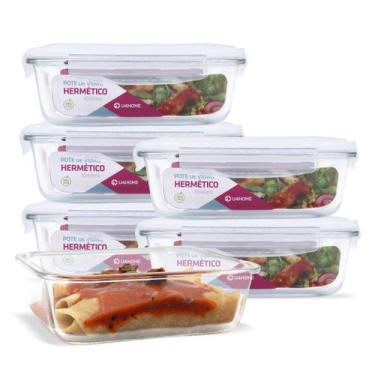 Imagem de KIT 6 Potes de Vidro Retangular com Tampa Hermética 1040ml - U4home, B