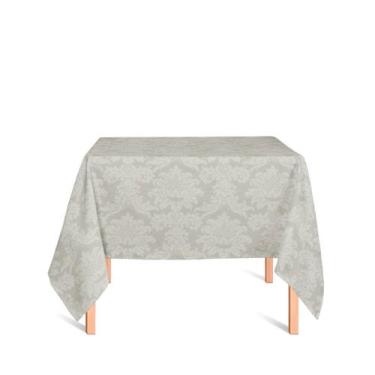 Imagem de Toalha de Mesa Quadrada em Tecido Jacquard 100% Poliéster Medalhão Beg