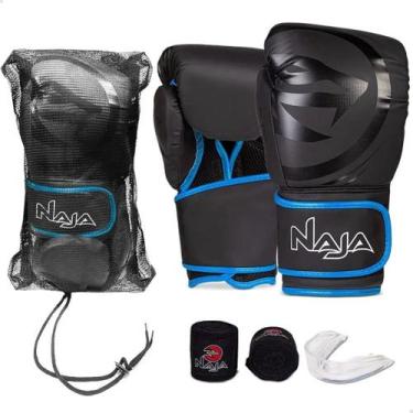Imagem de Kit Luva Boxe / Muay Thai - Black Naja, Azul, 10oz