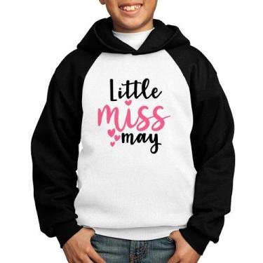 Imagem de Moletom Infantil Little miss may - Foca na Moda, Branco, Preto, 10