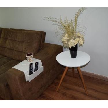 Imagem de Mesa Lateral Tampo Laqueado Para Sala Tampo 50 cm Tripé Pés Palito - l