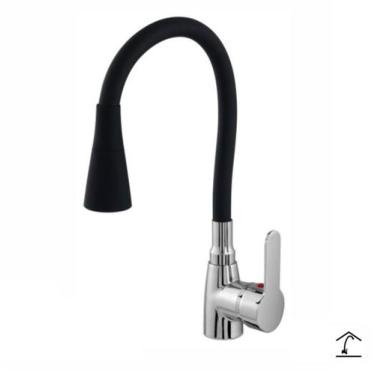 Imagem de Torneira Monocomando Gourmet Cozinha Bancada Preta 2 Jatos - Caman Aca