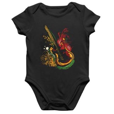 Imagem de Body Bebê Algodão Guitarra Reggae - Foca na Moda, Preto, M