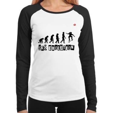 Imagem de Baby Look Raglan SK8 Evolution Girl Manga Longa - Foca na Moda, Branco