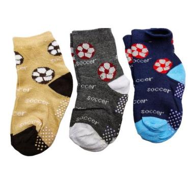 Imagem de Kit 12 Pares Meias Infantil menino Antiderrapante para 2 a 4 anos Colo