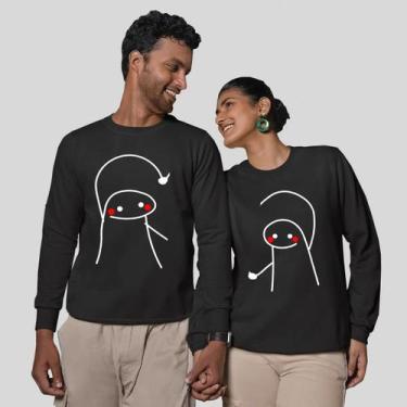 Imagem de Kit 2 Blusas Frio Moletom Careca Sem Capuz Casal Namorados Flork - MP 