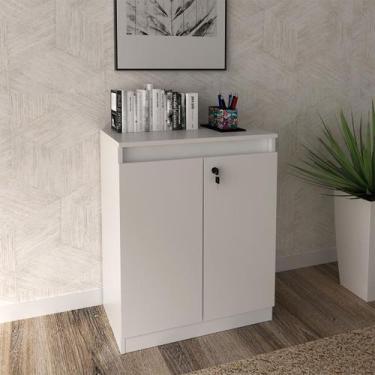 Imagem de Balcão para Escritório 2 portas com Chave 74,5x60cm Branco - Tecno Mob