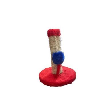Imagem de Arranhador Para Gatos Poste Com Brinquedo Vermelho Tam PP - Dotyspet