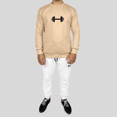 Imagem de Conjunto Calça e Blusa Moletom Careca Sem Capuz Algodão Estampado Peso