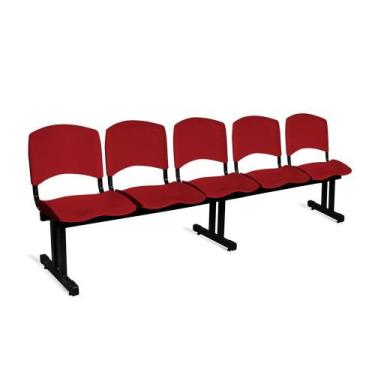 Imagem de Longarina Plástica 5 Lugares A/E Vermelho Lara - Shop Cadeiras