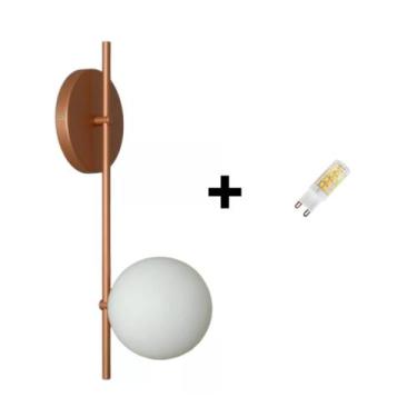 Imagem de Arandela Parede Bola Slim Banheiro Cabeceira Cobre + Lâmpada - Jabutic