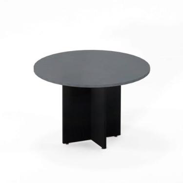 Imagem de Mesa Reunião Redonda Pé Painel P25 Pandin 1,10 M Grafito e Preto