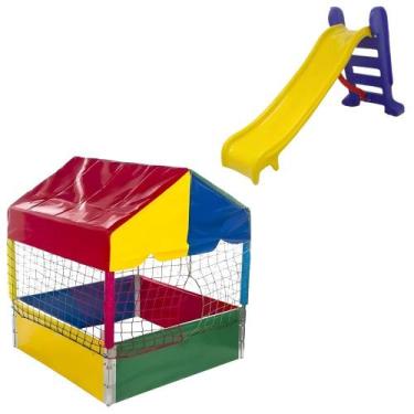 Imagem de Diversão em Dobro Piscina de Bolinhas 1,00m Escorregador Médio - WEBER