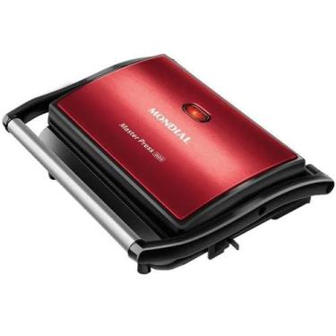 Imagem de Grill 2 Em 1 Mondial Master Press Inox Red PG-01-RC 1.000 Watts Antiad