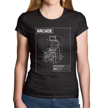 Imagem de Baby Look Algodão Arcade Fliperama Projeto - Foca na Moda, Preto, G