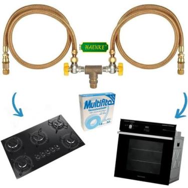 Imagem de Kit Mangueiras Cobre Instalação Gás Encanado Cooktop Forno - HAENKE,  