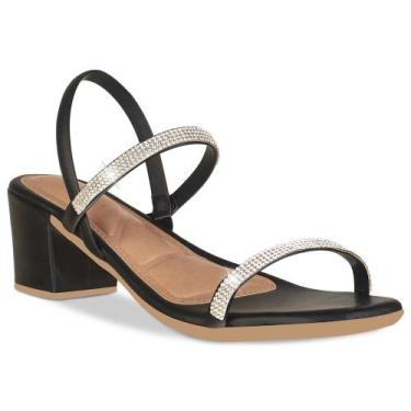 Imagem de Sandalia Saltinho Feminino Casual Salto Bloco Com Strass - Takata, Pre