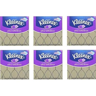 Imagem de Kleenex Lenços faciais ultra macios, espessos e absorventes e fortes, 75, lenços faciais brancos com 3 dobras, pacote de 6 cubos – total de 450 tecidos. Variedade de cores e designs variados