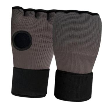Imagem de Dynwave Gel boxe mão envolve luvas internas com alça de pulso longa confortável proteção de mão acolchoada para sanda kickboxing taekwondo, Cinza Escuro