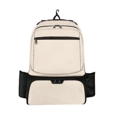 Imagem de kowaku Mochila de tênis para raquete de tênis, bolsa esportiva ao ar livre com compartimento para sapatos grande para mulheres e homens, mochila de badminton, Bege