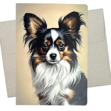 Imagem de Whitman and Daughter Cartão Papillon, cartão de aniversário Papillon (1 cartão premium, 12 x 17 cm) cartão de cachorro em branco para todas as ocasiões, como pensar em você ou agradecer - 1106