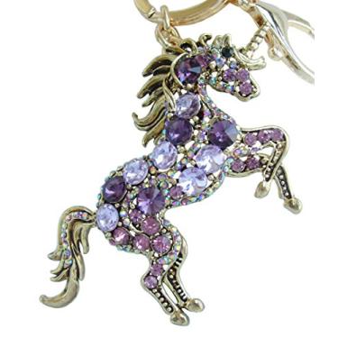 Imagem de Pingente de chaveiro de cavalo de unicórnio Sindary Austríaco, cristal único, 8,89 cm K6172 Roxa
