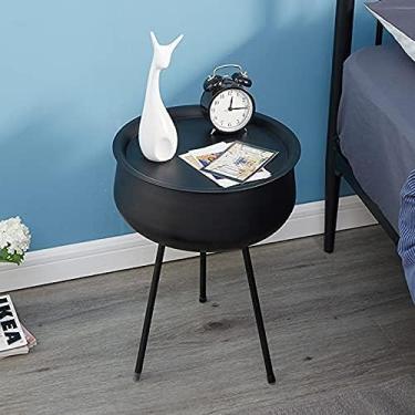 Imagem de Mesa de cabeceira de ferro, prateleira simples, cabeceira de quarto, ideias de armário de mesa, mesa de cabeceira para armário e gaveta, mesa de cabeceira de grande capacidade para quarto 46 x 46 x 35