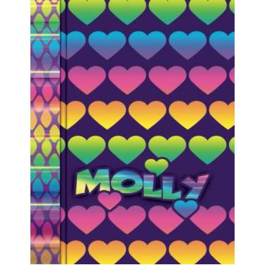 Imagem de Molly: Personal Name Hearts Theme Notebook and Sketchbook with Motivational Coloring Phrases, 130 Pages Wide Ruled Lined Blank Notepad, Inspirational ... Write Something Awesome Gift 8.5"x11" Book
