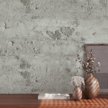 Imagem de VaryPaper 39,9 cm x 800,1 cm Papel de parede de concreto envelhecido para contato de concreto cinza para bancadas à prova d'água removível autoadesivo lavagem limão vinil papel de parede para quarto e