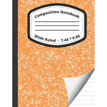 Imagem de Marble Composition Notebook Wide Ruled: Orange Color Marbled / 100 Blank Lined Wide Ruled Pages/Wide Ruled Lined Journal For Writing (Creative ... - 7,44x9,66 For kids, teens, and adults