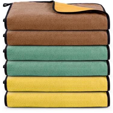 Imagem de Kit 06 Panos Dupla Face Flanela E Microfibra Toalha Limpeza Casa Carro