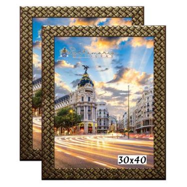 Imagem de Kit 2 Molduras Porta Retrato 30x40 3cm Relevo Dourado - Santamaria Mol