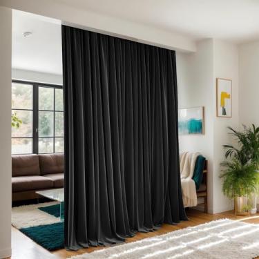 Imagem de Grichril Cortina do chão ao teto para trilho de montagem no teto na parede, separador de ambiente blackout extra largo à prova de som, divisor de quarto de privacidade para sistema de trilho de teto