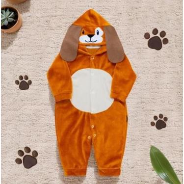 Imagem de Macacão Plush para Bebê com Capuz Bordado - Diversas Cores até 12 Mese