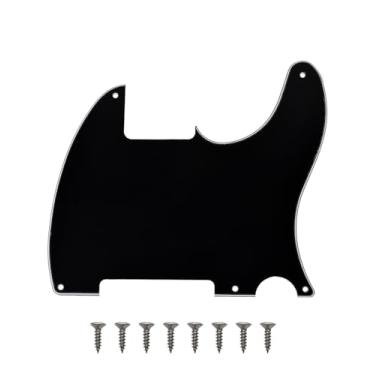Imagem de 5 furos em branco Tele Guitar Pickguard - 3 camadas pretas Tele Pick Guard placa contra arranhões para Telecaster Esquire
