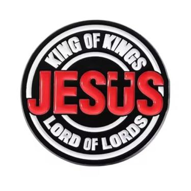 Imagem de Rei dos Reis Senhor dos Senhores Jesus Cristo Crucifixo Cruz Céu Cristão Bíblia Igreja Adoração Orar Católico Deus Salvador Senhor Cristianismo 3 cm Emblema de broche esmaltado, 1.2 Inches, Metal,