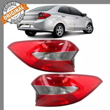 Imagem de Kit Par Lanterna Traseira Ka Sedan Cristal Fumê Bicolor 2019 2020 2021