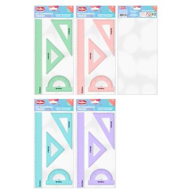 Imagem de Kit Geométrico Trends (Transferidor, régua e 2 esquadros)