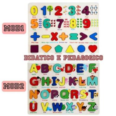 Imagem de Brinquedo Pedagogico Didatico Educativo Numeros Formas e Alfabeto Enca