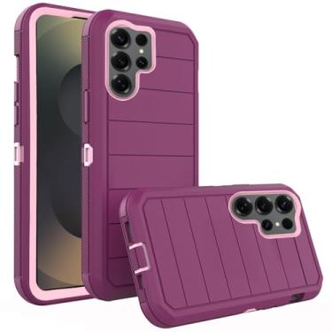 Imagem de Asuwish Capa de celular para Samsung Galaxy S25 Ultra 5G, capa de celular híbrida à prova de choque de grau militar, acessórios para celular S25Ultra 25S S 25 25Ultra feminino roxo