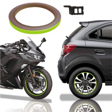 Imagem de Friso De Roda Adesivo Não Refletivo Carro Aro Moto Honda Yamaha Suzuki Verde Kawazaki Cor Verde