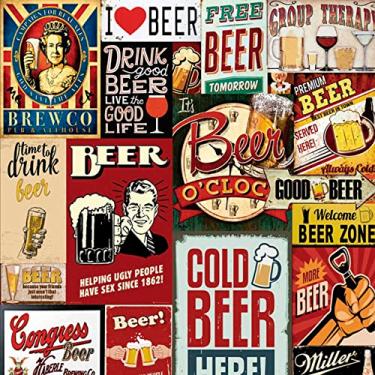 Imagem de Papel De Parede 10m Adesivo Bar Decorativo Beer Vintage Lavável